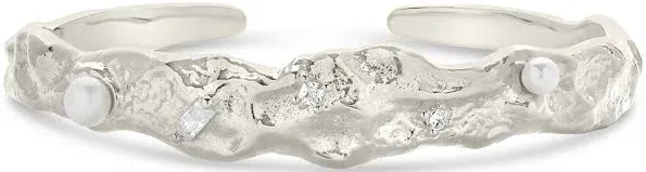 Sterling Forever Caspara CZ Pearl Cuff Bracelet