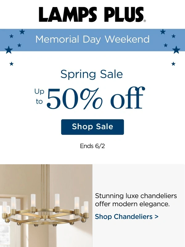 Lamps Plus - Memorial Day Weekend! Up to 50% Off