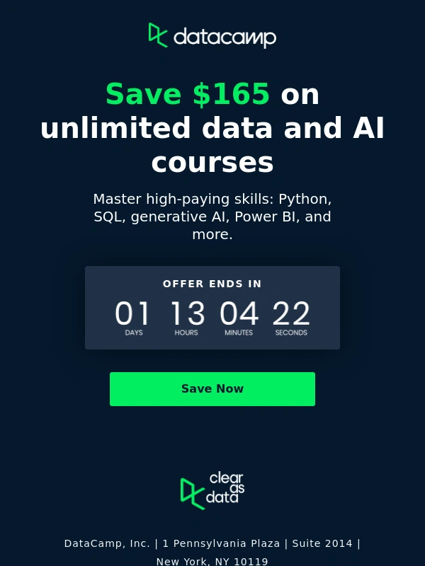 DataCamp - ICYMI: Your $165 expires tomorrow…