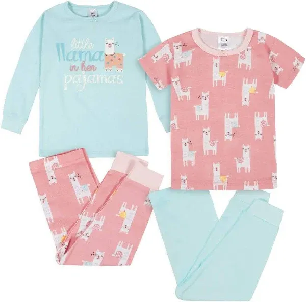 Gerber Toddler Girls 4-Piece Snug Fit Cotton Pajamas