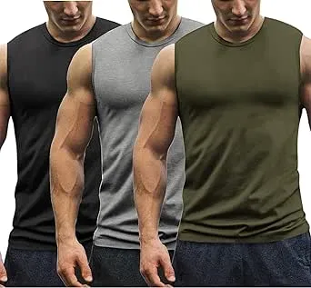 COOFANDY Mens 3 Pack Workout Tank Tops Gym Muscle Tee Bodybuilding Fitness Sleeveless T Shirts