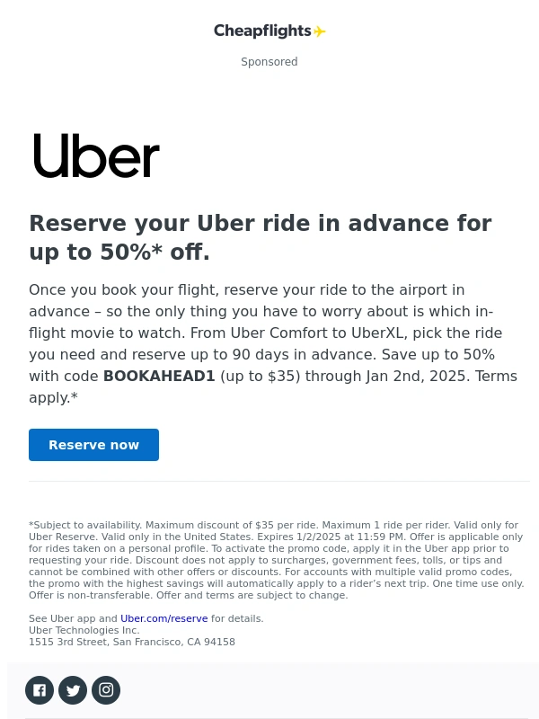 Cheap Flights - Reserve your Uber ride ?
