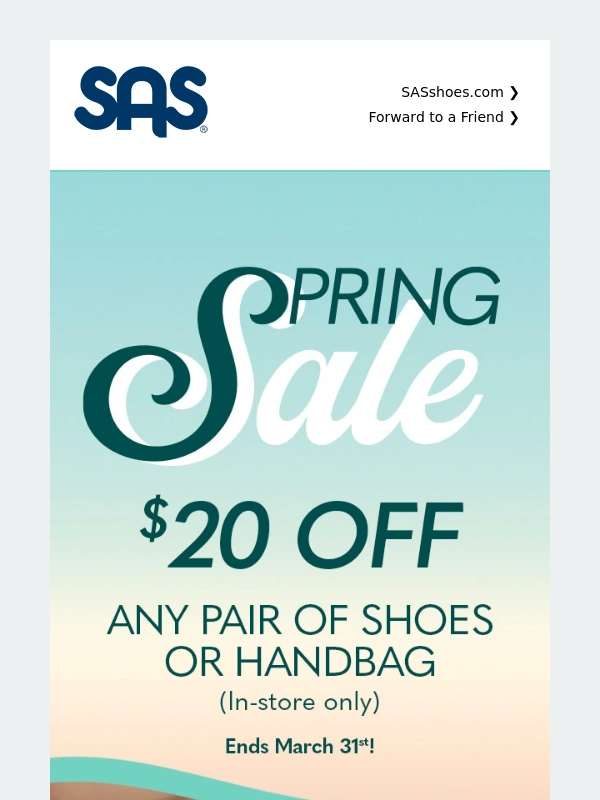 SAS Shoes - Spring Sale is here,$20 Off!