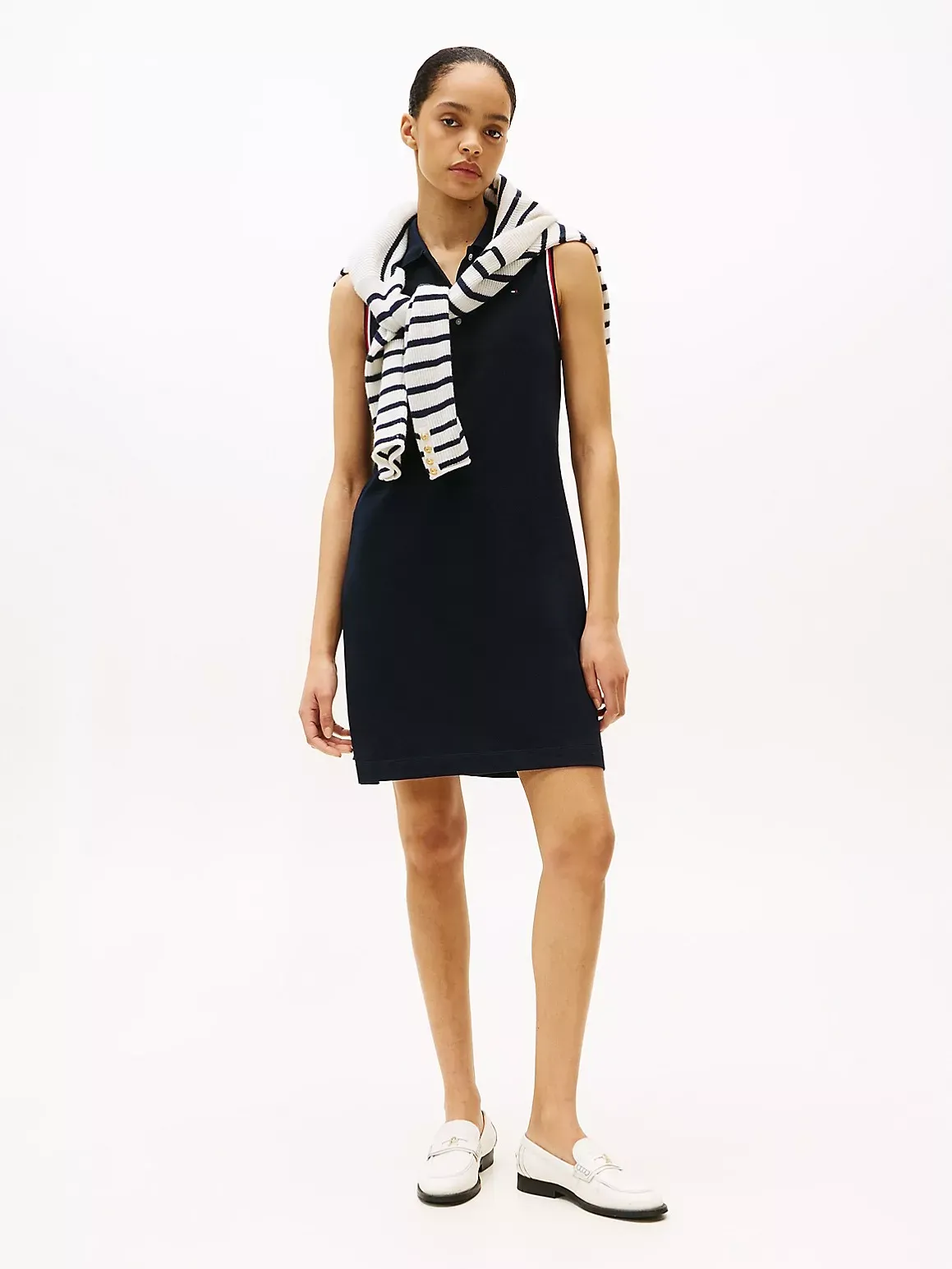 Tommy Hilfiger Women's Sleeveless Stretch Pique Polo Dress - Navy - M