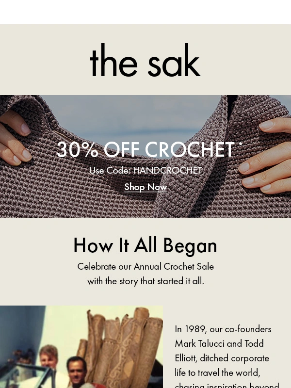 The Sak - How The Sak Got Its Start + 30% Off Crochet ?