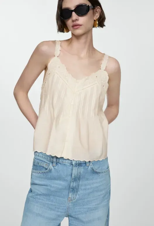 Embroidered Strap Top