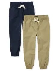 Boys Stretch Pull On Jogger Pants 2-Pack - multi