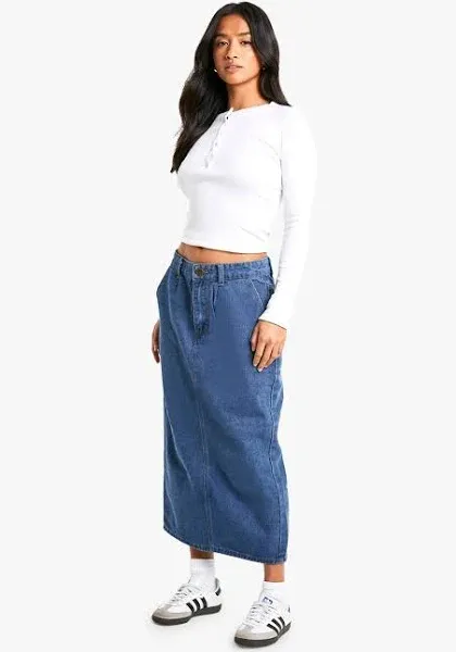 Boohoo Petite Denim Midaxi Skirt
