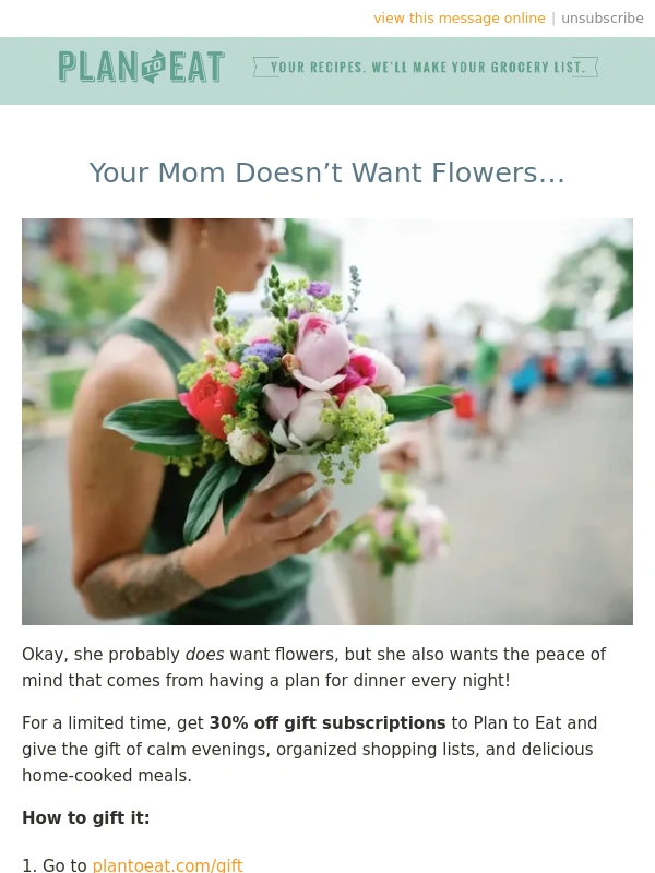 Plan to Eat - Your Mom Doesn’t Want Flowers…