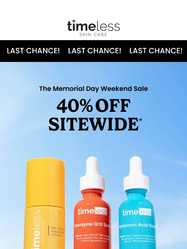 Timeless Skin Care - 40% off ends tonight