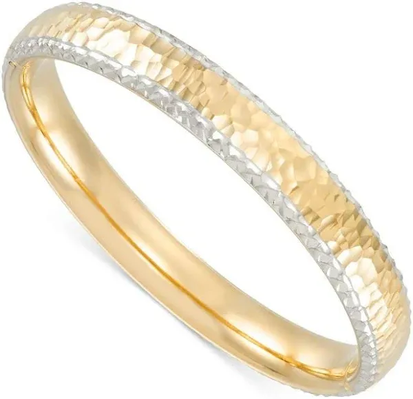 Signature Gold Hammered Oval Hinged Bangle Bracelet