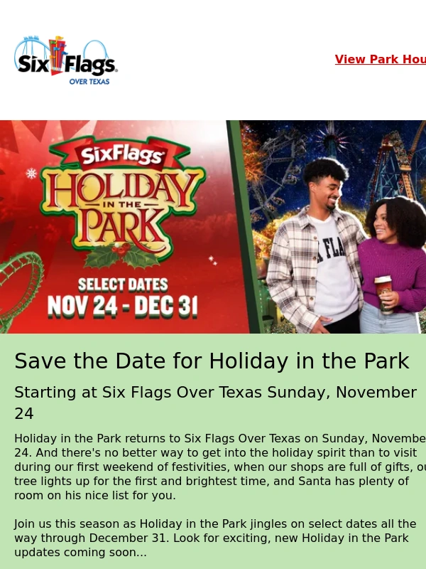 Six Flags - Holiday in the Park is Coming Soon