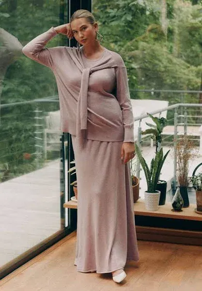 ELOQUII Women's Plus Size Flared Sweater Maxi Skirt
