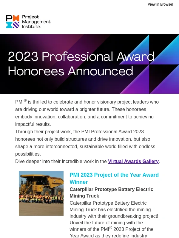 PMI - Announcing the 2023 PMI Award Winners