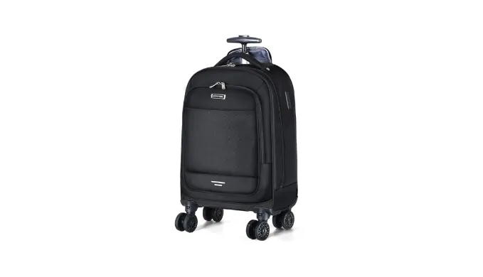 Ponhog Rolling Backpack – Travel Backpack with 4 Spinner Wheels 15.6 inch laptop Backpack Carry on Wheeled Backpacks for Men Women Suitable for Overnight Work Business College Black