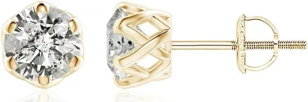 Six Prong-Set Diamond Solitaire Filigree Stud Earrings