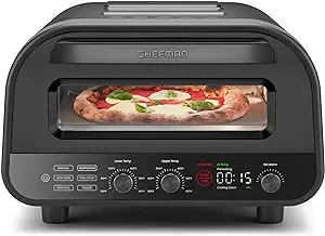 CHEFMAN Indoor Pizza Oven - Makes 12 Inch Pizzas in Minutes, Heats up to 800°F - Countertop Electric Pizza Maker with 5 Touchscreen Presets, Pizza Stone and Peel Included - Stainless Black