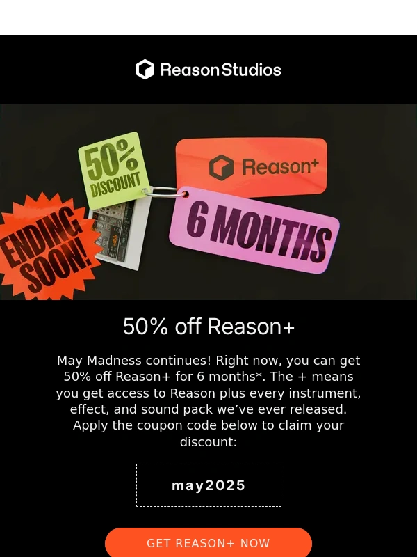 Reason Studios - Still time to save: 50% off Reason+