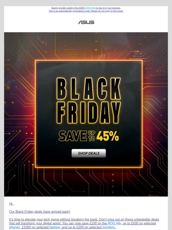 ASUS - ASUS Early Black Friday Deals: Save Up to 45% on Phones,Laptops,Gaming Gear,and More! ????️