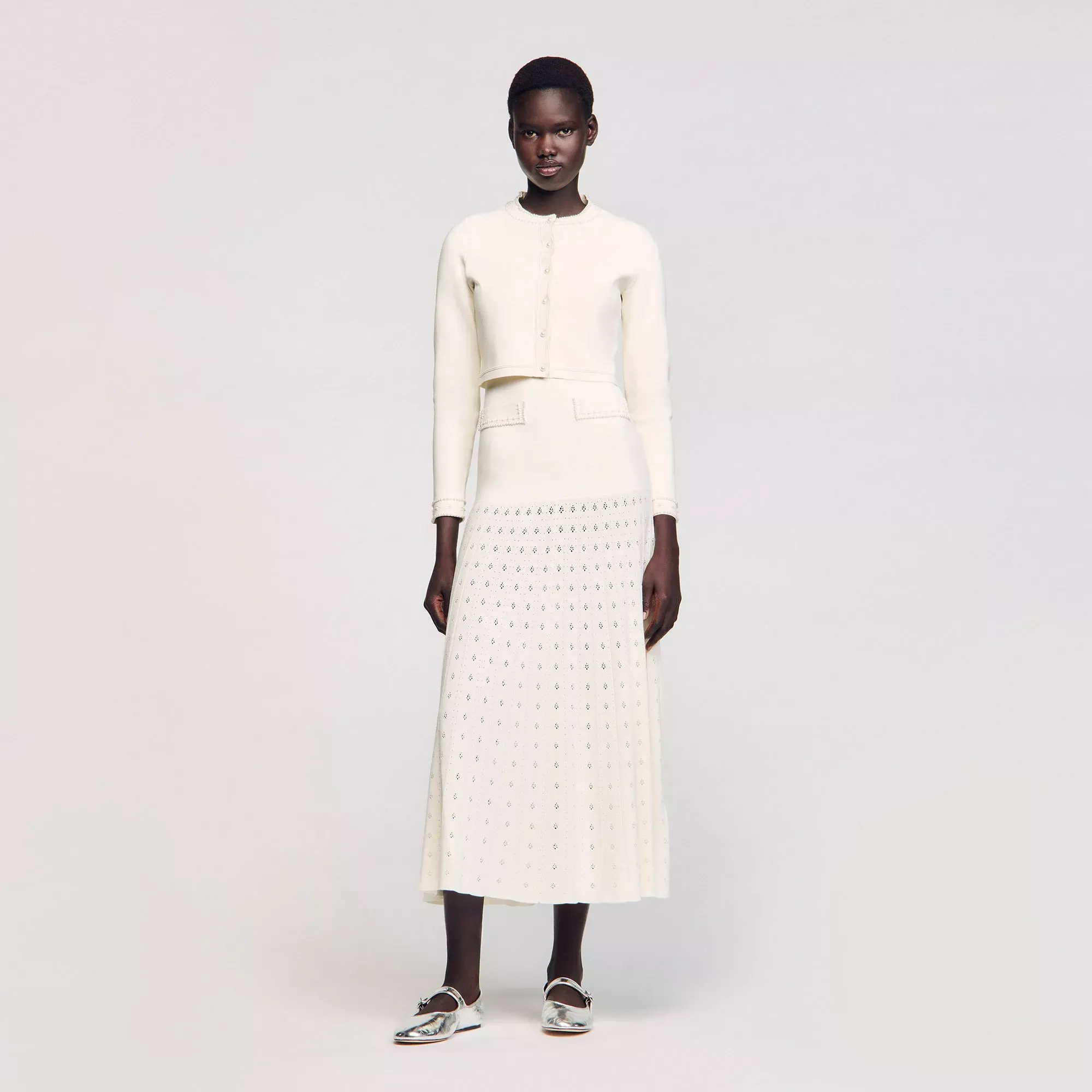 Sandro Cropped cardigan with pearl buttons - female - XL