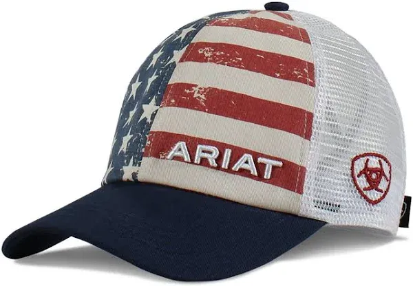 ARIAT Women's Distressed USA Flag Ponytail Ball Cap