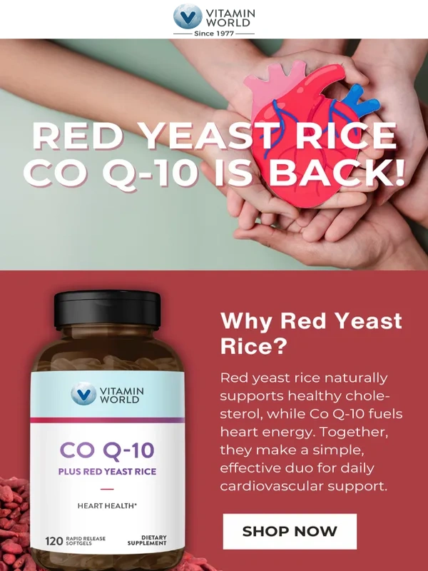 Vitamin World - ?Customer Favorite Is Back — Co Q-10 + Red Yeast Rice ?