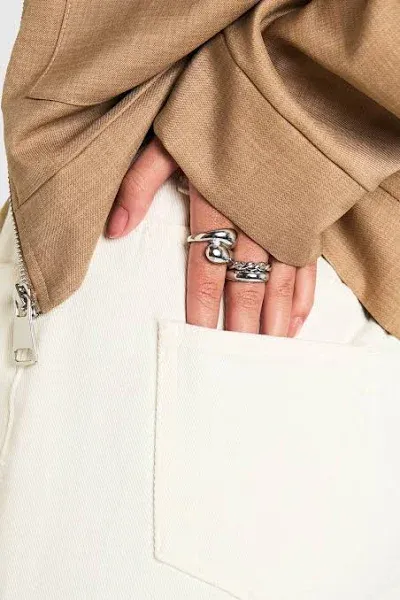 Boohoo Silver Statement 3 Pack Rings