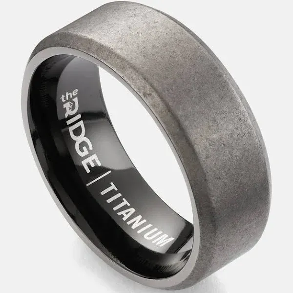 Ridge 8mm Wide Stonewashed Titanium Tungsten Wedding Band