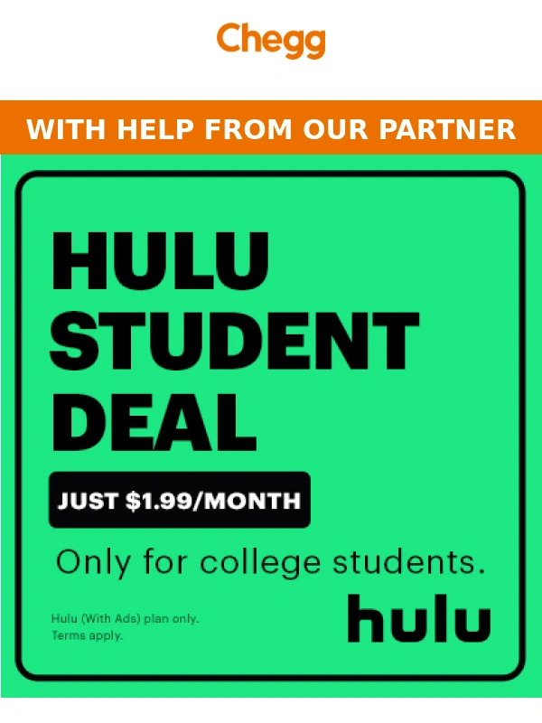 Chegg - Get Hulu’s Student Deal NOW