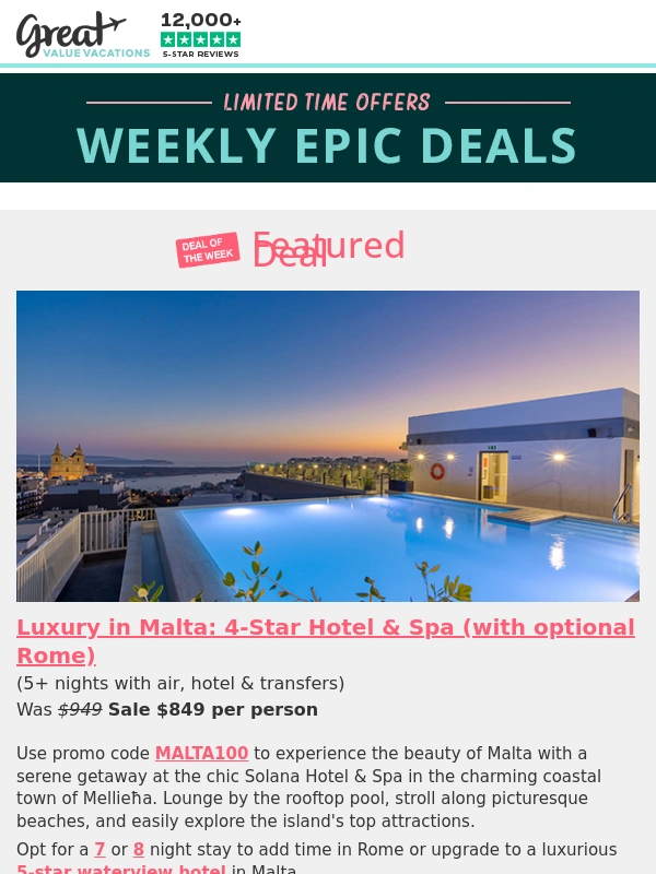 Great Value Vacations - ? Weekly Epic Deals From $499