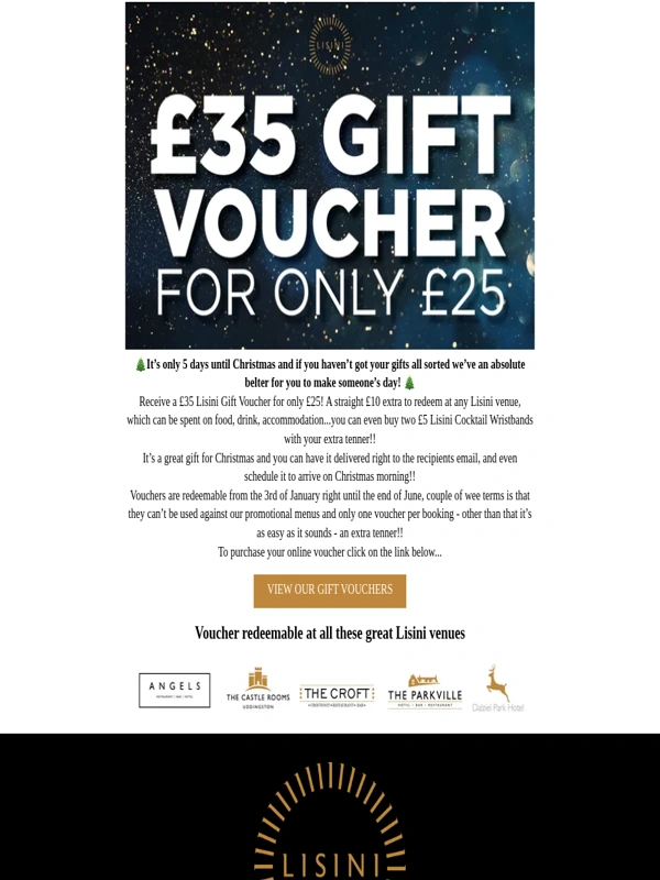 Lisini - £35 GIFT VOUCHER FOR £25!