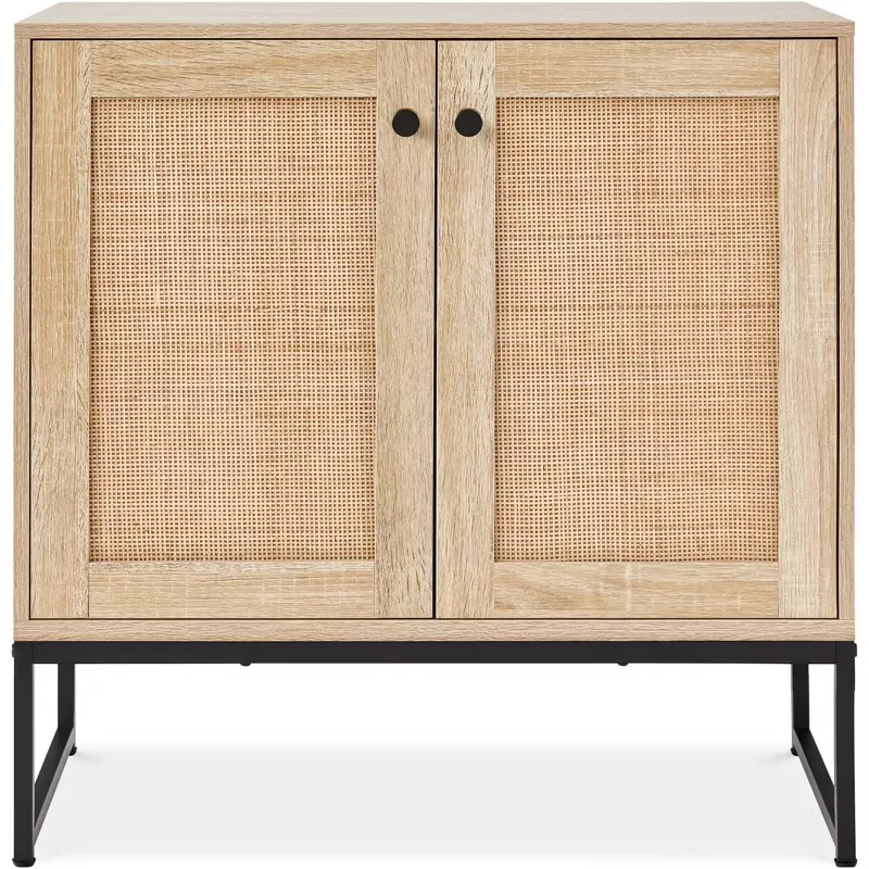 Best Choice Products - 2-Door Rattan Storage Cabinet, Accent Furniture, Cupboard, Non-Scratch Foot Pads