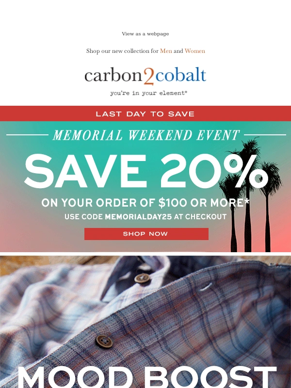Carbon 2 Cobalt - Ends TODAY: 20% Off Your Order