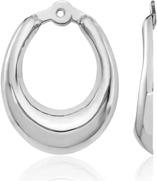 14K White Gold Stud Hoop Earring Jacket