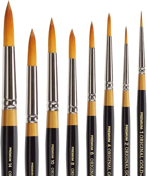 Kingart Original Gold 9000 Round Series Premium Golden Taklon Artist Brushes