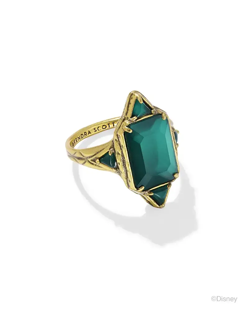Disney | Kendra Scott The Queen Vintage Gold Cocktail Ring in Dark Green Mother Of Pearl