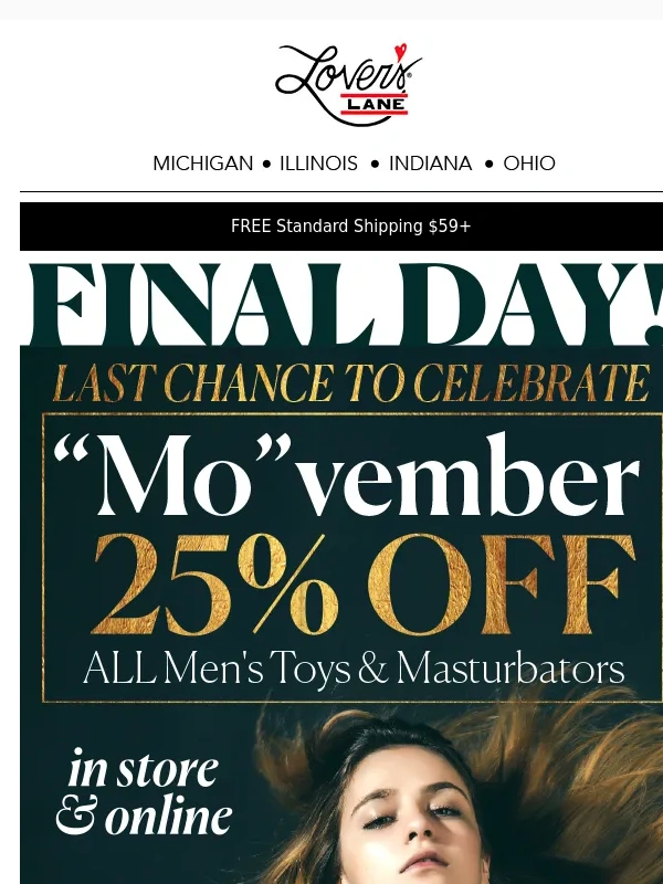 Lovers Lane - Don't wait! 25% Off Men's Toys ends tonight ?