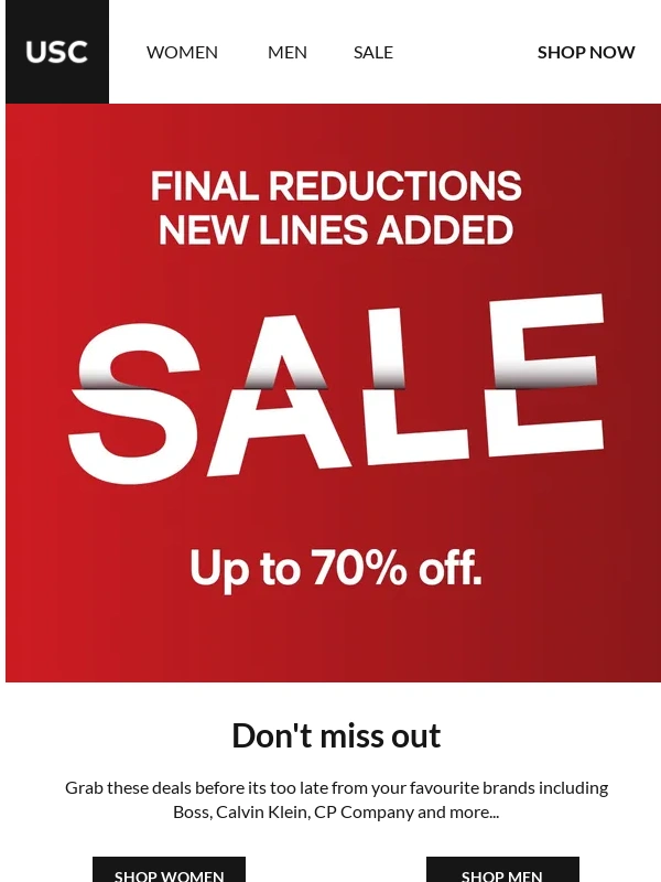 USC - Sale | Final reductions
