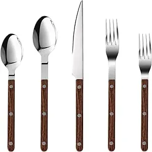 20-Piece CAROTE Wood Handle Silverware Set (Various Designs) $9.99 + Free Shipping w/ Prime or on $35+