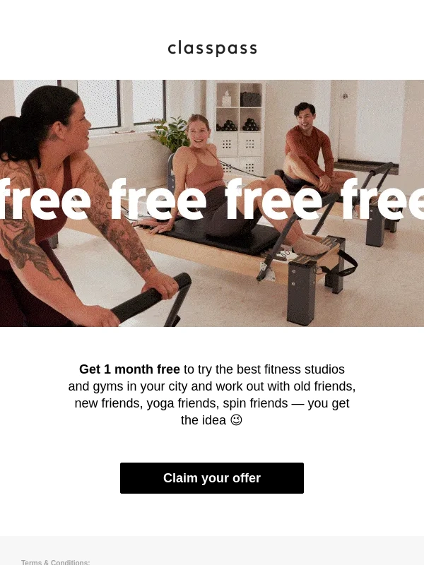 ClassPass - Get 1 month FREE ?
