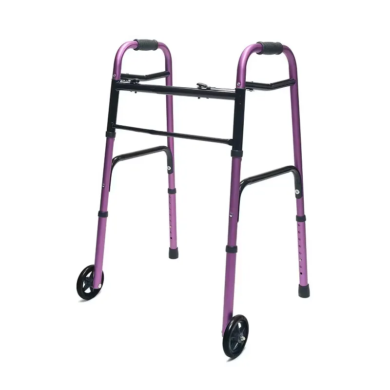 Lumex - Everyday Adult Walker, Lightweight, Foldable, 5 Inch Front Wheels, Supports up to 300 Pound, Plum