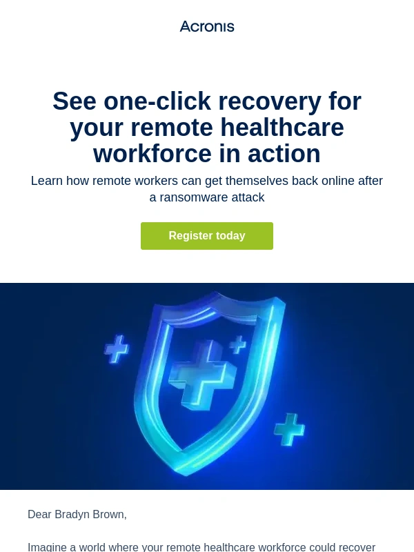 Acronis - Give remote healthcare workers the gift of ransomware self-healing