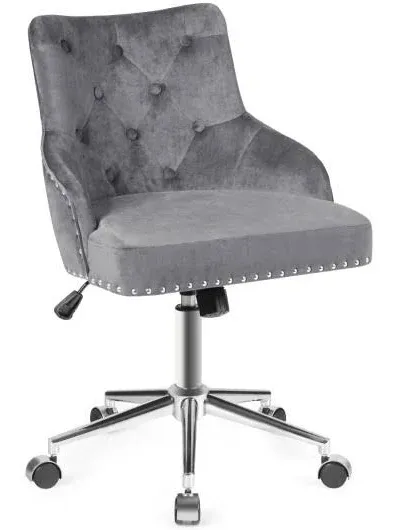 Costway Tufted Upholstered Swivel Computer Desk Chair with Nailed