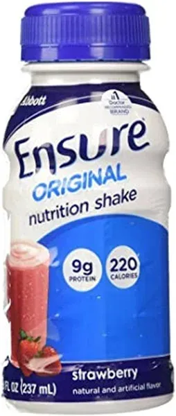 Abbott Nutrition Ensure Original Nutrition Shake Strawberry 8 oz. Bottle (6 Pack)