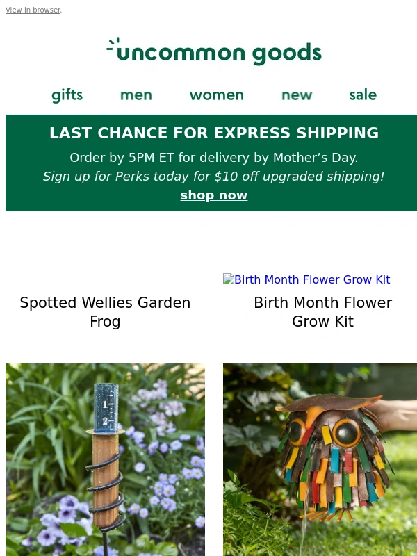 UncommonGoods - You're down to the wire on Mother's Day