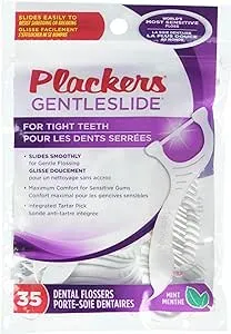 Plackers - Gentleslide Dental Flossers, 35 count, Cool Mint Flavor, for Clean Teeth and Healthy Gums