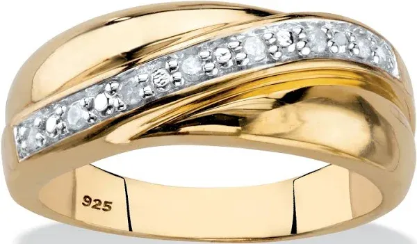 1/10 TCW Round Diamond Wedding Band in 18K Gold-plated Sterling Silver PalmBeach Jewelry Men's