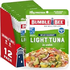 [S&S] $9*: 12-Pack 2.5-Oz Bumble Bee Light Tuna Pouch in Water at Amazon (75￠ each)