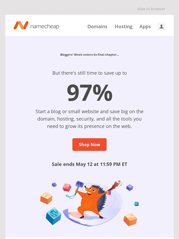 Namecheap - Only 2 days left to save up to 97%!
