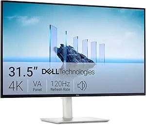 Dell 32 Plus 4K Monitor - S3225QS - 31.5-inch 4K (3840 x 2160) up to 120Hz 16:9 Display, VA Panel, AMD FreeSync Premium, 99% sRGB, 95% DCI-P3, 1500:1 Contrast Ratio, Comfortview Plus - Ash White